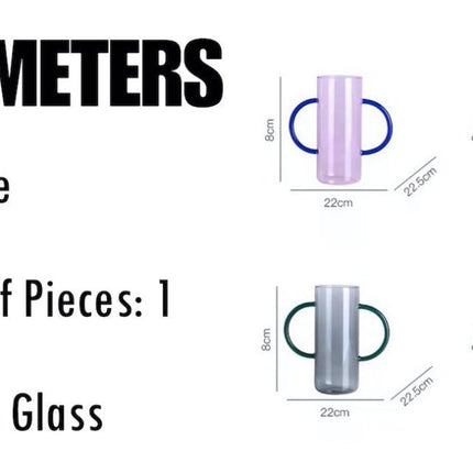 Dual-handle Dopamine Glass Flower Vase - Whimsical Table Setting