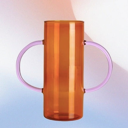 Dual-handle Dopamine Glass Flower Vase - Whimsical Table Setting