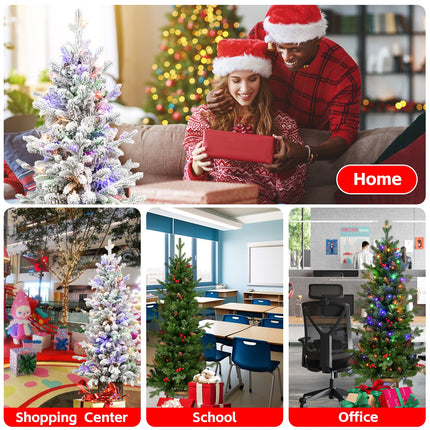 4ft Pre-lit Potted Porch Christmas Tree Small Slim Christmas Tree With