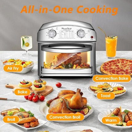 Stainless Steel 12.5 Qt Air Fryer, Dual Knob Control, 60-Min Timer,