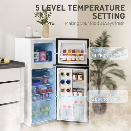 Small Fridge with Freezer, 4 Cu Ft Refrigerator with Reversible Doors,