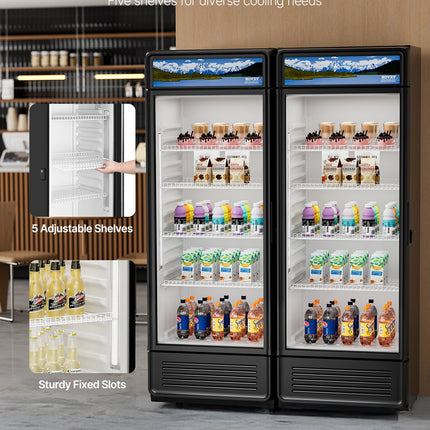 Commercial Merchandiser Refrigerator 12.2 CU.FT Glass Door Display