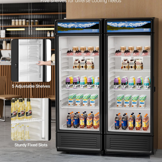 Commercial Merchandiser Refrigerator 12.2 CU.FT Glass Door Display