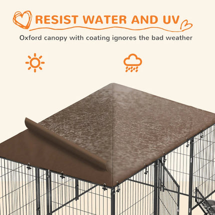 Outside Dog Kennel, 6.9' X 4.6' X 5' Puppy Play Pen With Canopy,