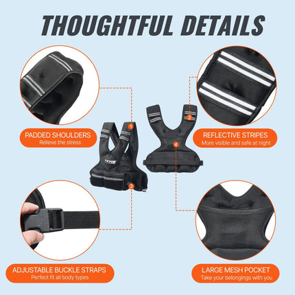 Adjustable Weighted Vest, 11-20lb Weight Vest With 6 Ironsand Weights