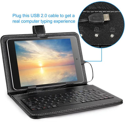 7.9in Protective Keyboard Case W/ Keyboard PU Leather Back Stand