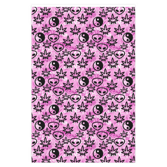Awesome Graffiti - Weed Leaf- Alien - Yin Yang Wrapping Paper