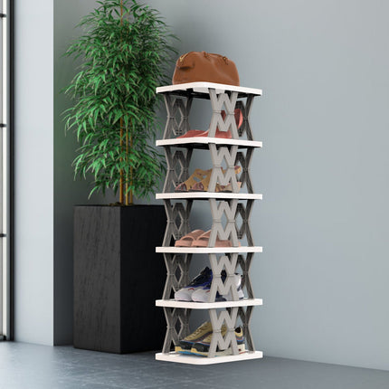 6 Tier Foldable Shoe Rack Vertical Shoe Organizer Narrow Shoe Rack For