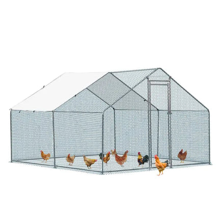 10 X 10 Ft Large Metal Chicken Coop, Walk-in Poultry Cage Chicken Hen