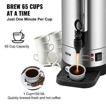 Commercial Coffee Urn 65 Cup Stainless Steel Coffee Dispenser Fast