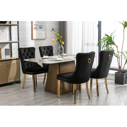 High-end Tufted Solid Wood Contemporary Velvet Upholstered Dining