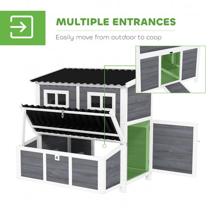 Wooden Chicken Coop With Nesting Box, Pull-Out Tray, Waterproof Roof,