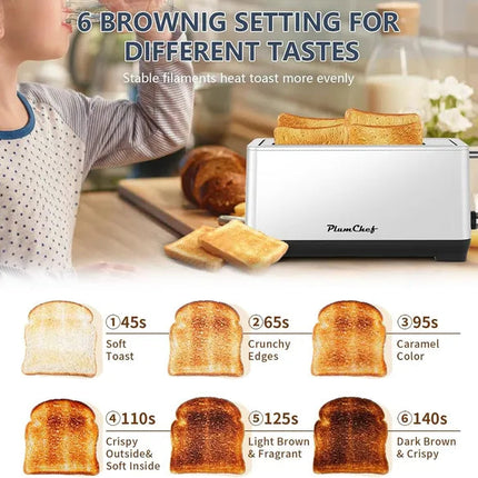4-Slice Toaster, Extra Wide Long Slot Toaster, 6 Browning Settings,