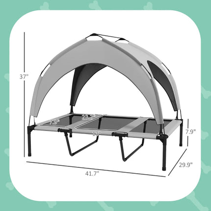 Elevated Dog Bed With Canopy, Raised Outdoor Pet Bed For Camping With