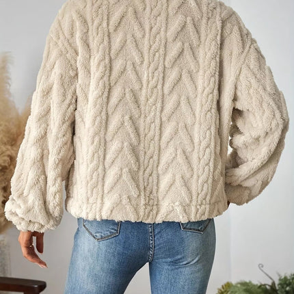 Cozy Textured Fleece Button-Up Outerwear