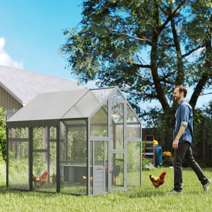 Large Wooden Chicken Run With Waterproof & Anti-UV Cover, For 6-8