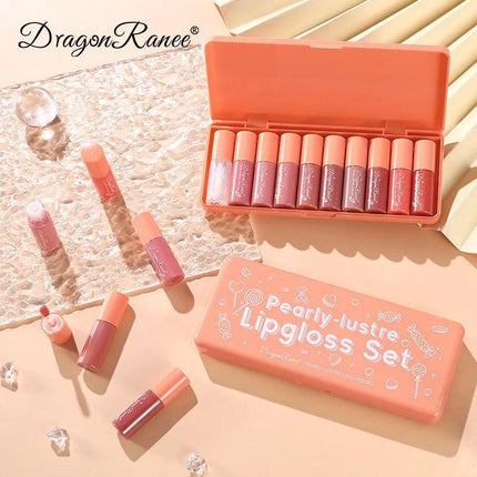 DragonRanee 10 Colors Orange Water Sample Lip Glaze Lipstick Set