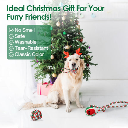 Set Of 5Pcs Christmas Dog Rope Chew Toys Dog Interactive Toys Set For