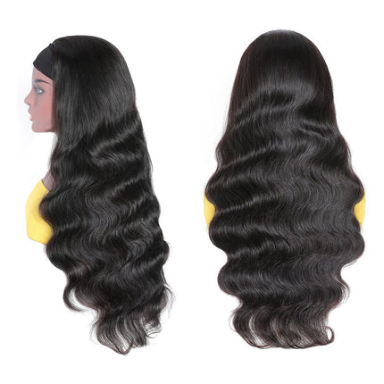 Headband Human Hair Scarf Wig Body Wave No GLUE Easy Wear for Women 18