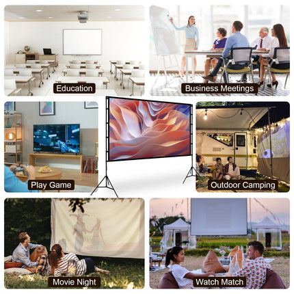 1Pc 120inch Or 100inch Projector Screen With Stand 16 9 4K HD Rear