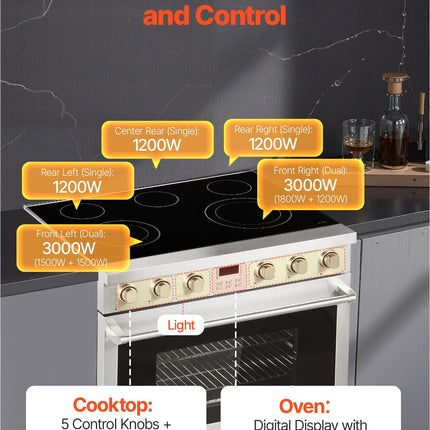 36 In Electric Range Oven, 6.0 Cu. Ft. Capacity Compact Freestanding