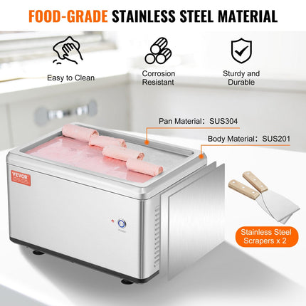 Fried Ice Cream Roll Machine, 19.3" X 14.9" Stir-Fried Ice Cream Pan,