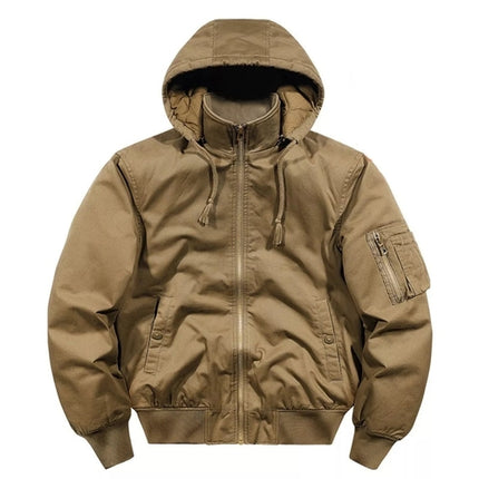 Men's Plus Size Hooded Zip Up Bomber Jacket