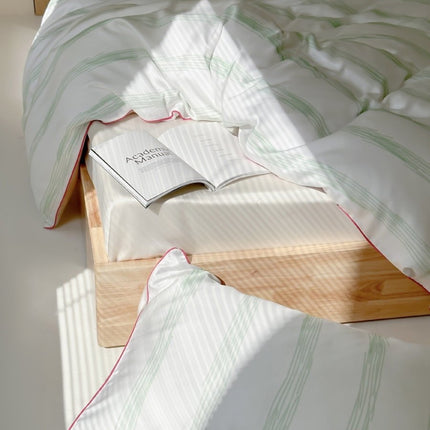 Elegant Coastal Pastel Stripe Silky Smooth Tencel Lyocell Duvet Cover