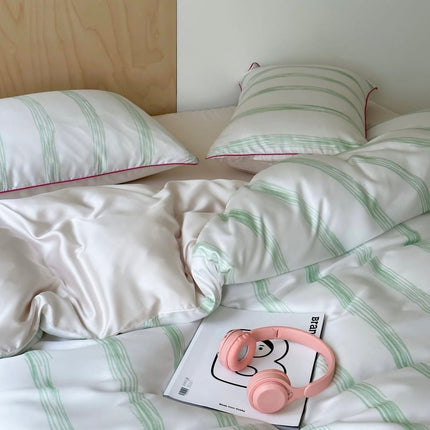 Elegant Coastal Pastel Stripe Silky Smooth Tencel Lyocell Duvet Cover