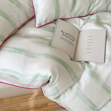 Elegant Coastal Pastel Stripe Silky Smooth Tencel Lyocell Duvet Cover