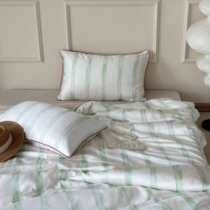 Elegant Coastal Pastel Stripe Silky Smooth Tencel Lyocell Duvet Cover