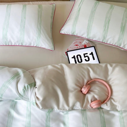Elegant Coastal Pastel Stripe Silky Smooth Tencel Lyocell Duvet Cover