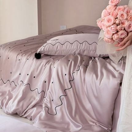 Elegant Polka Dot Silky Smooth Tencel Lyocell Queen Size Duvet Cover