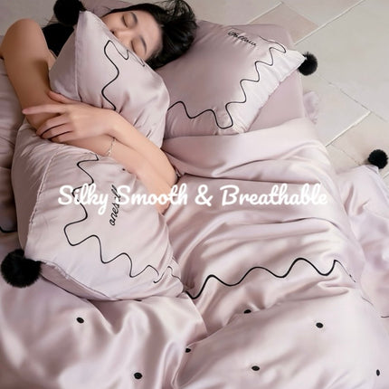 Elegant Polka Dot Silky Smooth Tencel Lyocell Queen Size Duvet Cover