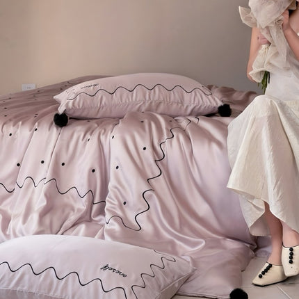 Elegant Polka Dot Silky Smooth Tencel Lyocell Queen Size Duvet Cover