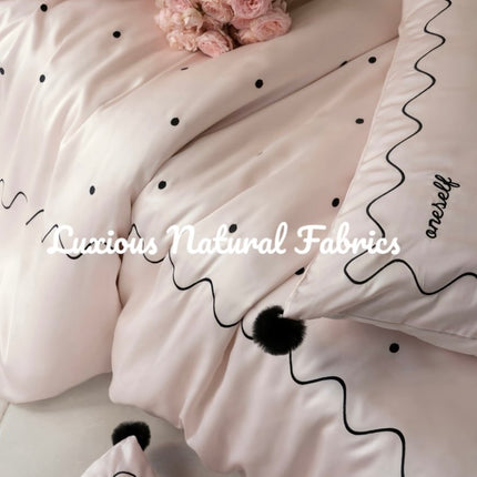Elegant Retro Polka Dot Silky Tencel Lyocell Queen Size Duvet Cover