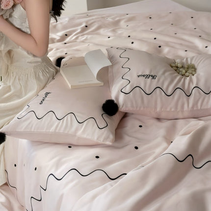 Elegant Retro Polka Dot Silky Tencel Lyocell Queen Size Duvet Cover