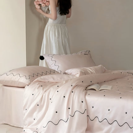 Elegant Retro Polka Dot Silky Tencel Lyocell Queen Size Duvet Cover