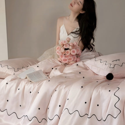 Elegant Retro Polka Dot Silky Tencel Lyocell Queen Size Duvet Cover