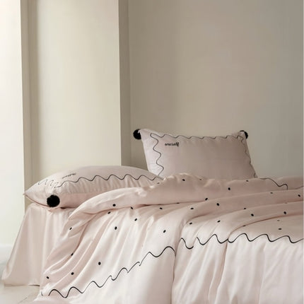 Elegant Retro Polka Dot Silky Tencel Lyocell Queen Size Duvet Cover