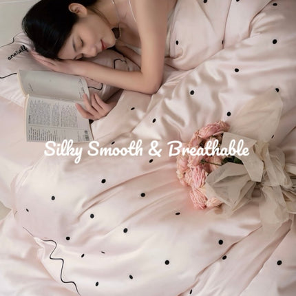 Elegant Retro Polka Dot Silky Tencel Lyocell Queen Size Duvet Cover