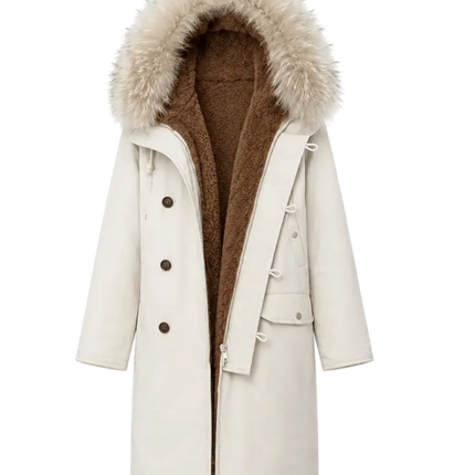 Fireladyfur Women's 90 Duck Down Parka with Raccoon Fur