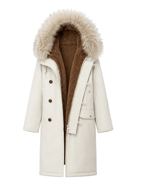 Fireladyfur Women's 90 Duck Down Parka with Raccoon Fur