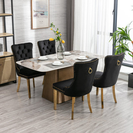 High-end Tufted Solid Wood Contemporary Velvet Upholstered Dining
