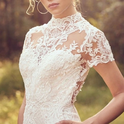 Bride Pants Suit Wedding Bridal Gowns Short Sleeve Jumpsuit