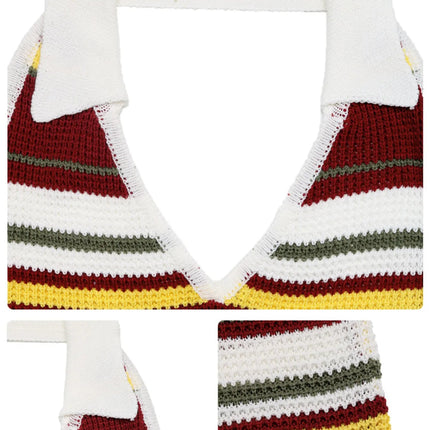 Multi-Color Striped Halter Neck : Knit Sweater Dress