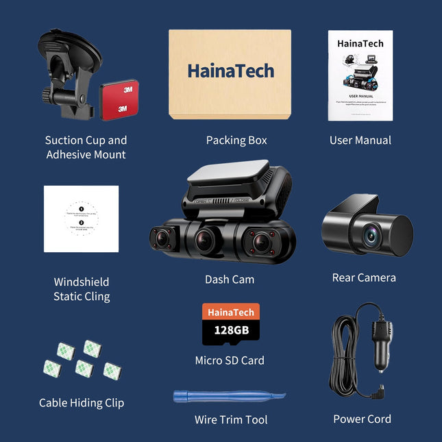 Hainatech 360 Degree View 4 Channel Dash Cam Front And Rear Inside