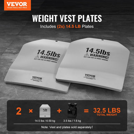 Curved Weight Vest Plates, 14.5 LB Pairs, Premium Steel Weighted