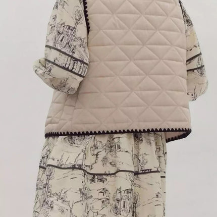 Textured Snap Down Vest Coat