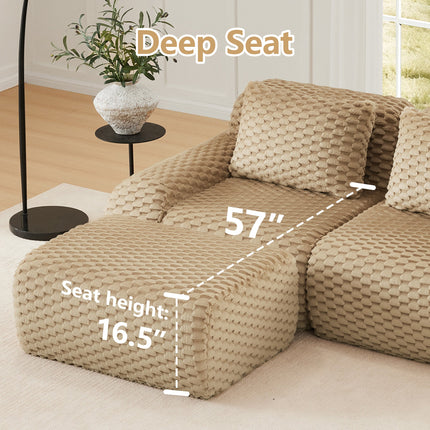 114 Modern L-Shaped Modular Sectional Sofa For Living Room,Flannelette